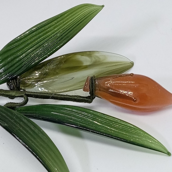 * vintage antique glass flower bud lapel pin brooch - Picture 7 of 8